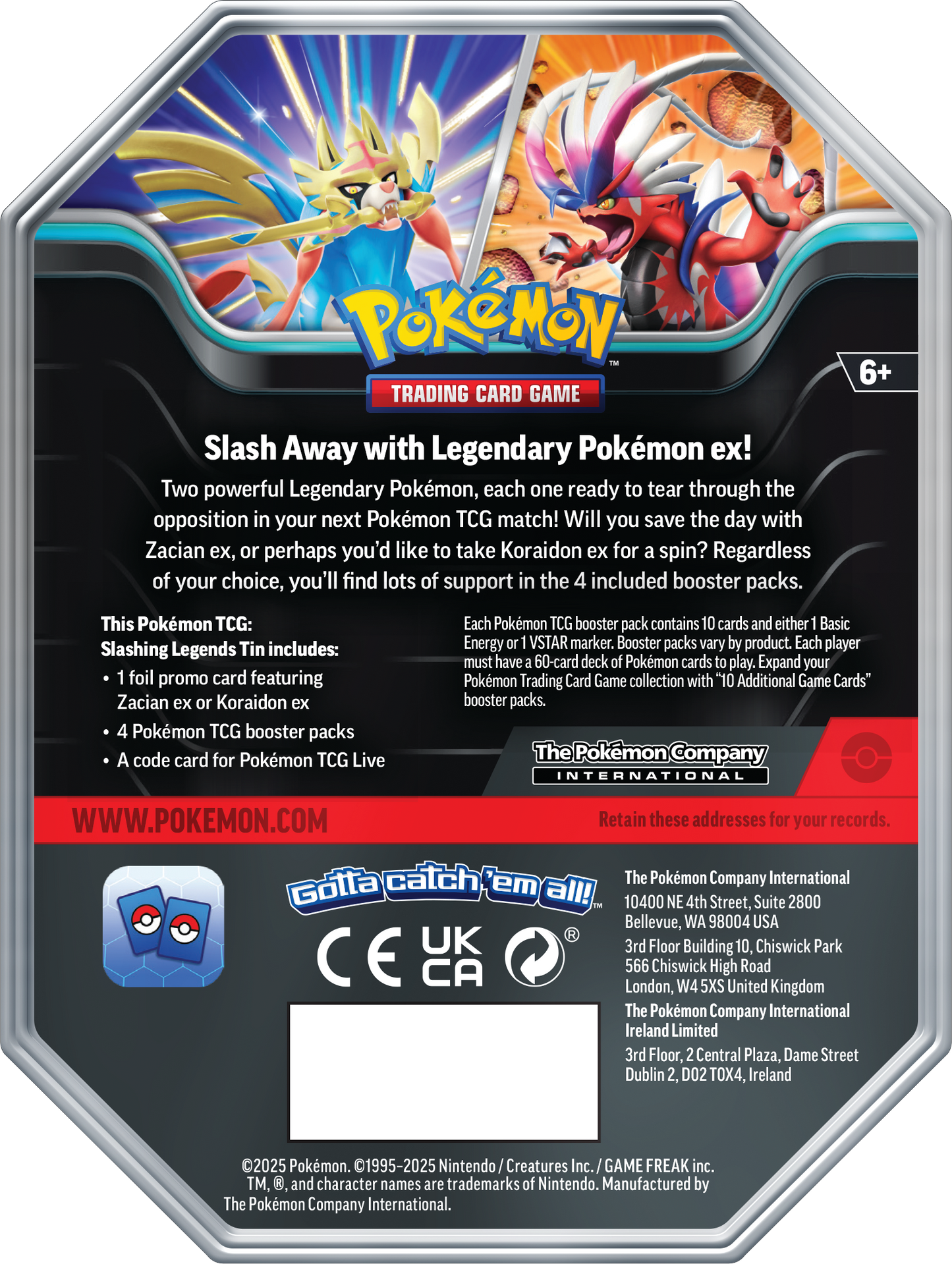 Slashing Legends ex Tin - Zacian/Koraidon
