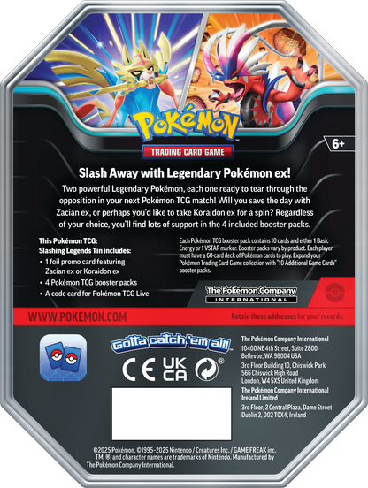 Slashing Legends ex Tin - Zacian/Koraidon